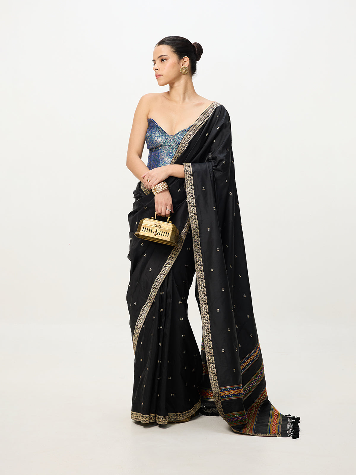 Handwoven Black Silk Cutwork Banarasi Saree