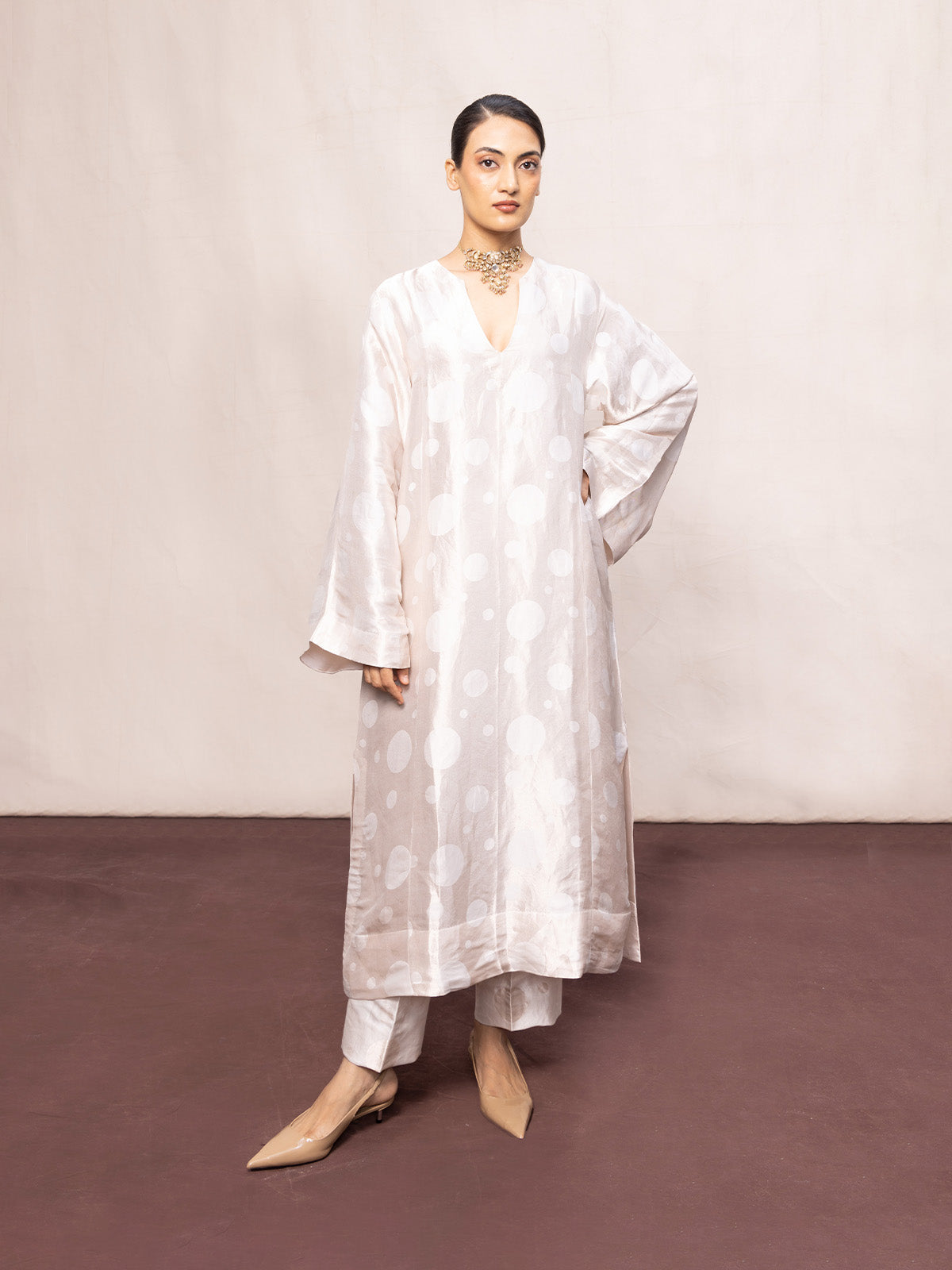 Handwoven Ivory Silk Banarasi Kurta Set
