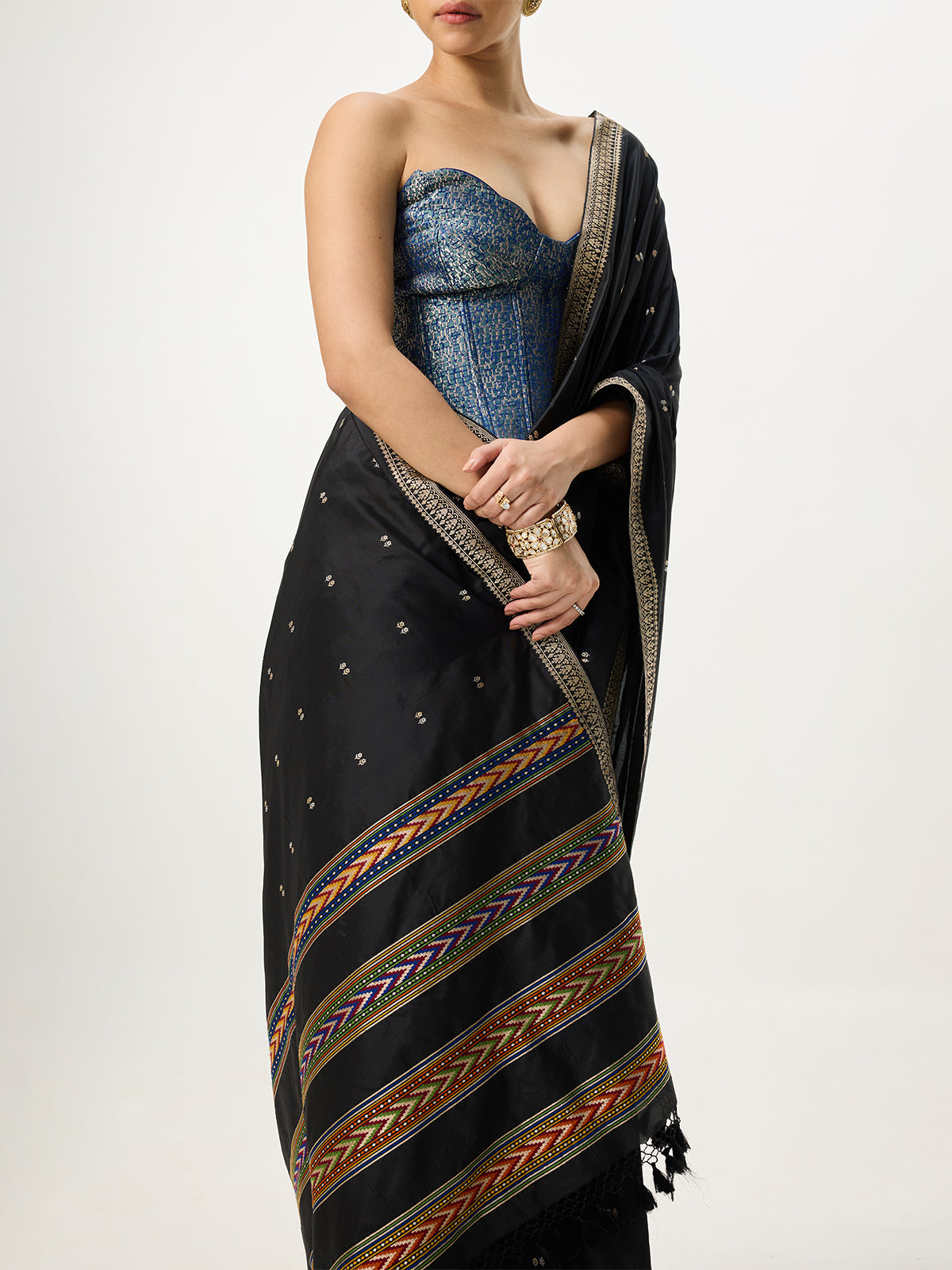 Handwoven Black Silk Cutwork Banarasi Saree