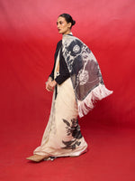 Black & White Chiffon Digital Print Saree