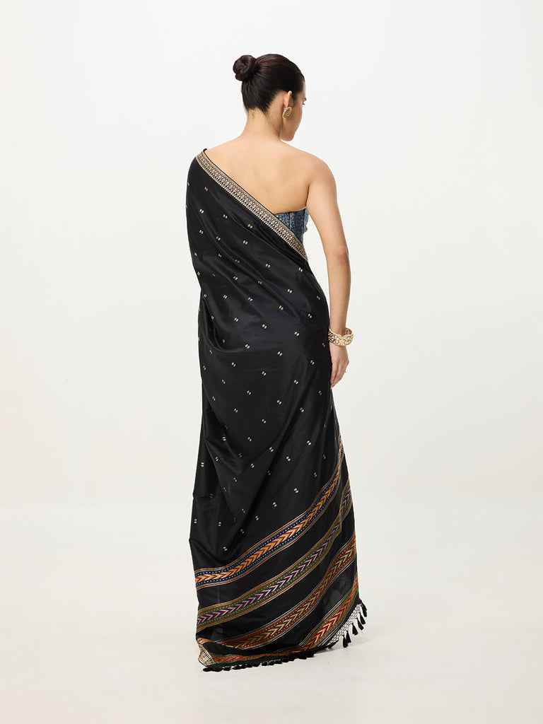 Handwoven Black Silk Cutwork Banarasi Saree