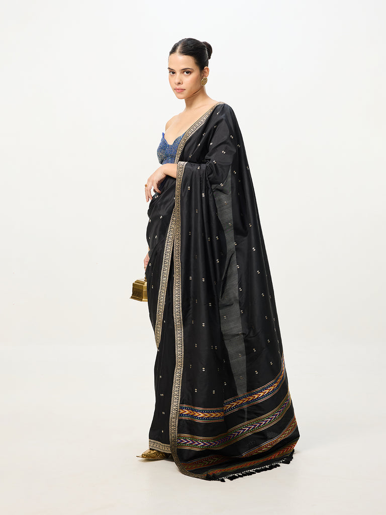Handwoven Black Silk Cutwork Banarasi Saree