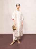 Handwoven Ecru Silk Banarasi Kurta Set