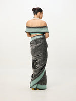 Handwoven Black & Blue Banarasi Emboss Saree