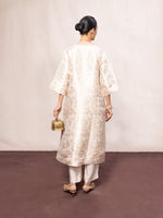 Handwoven Ecru Silk Banarasi Kurta Set