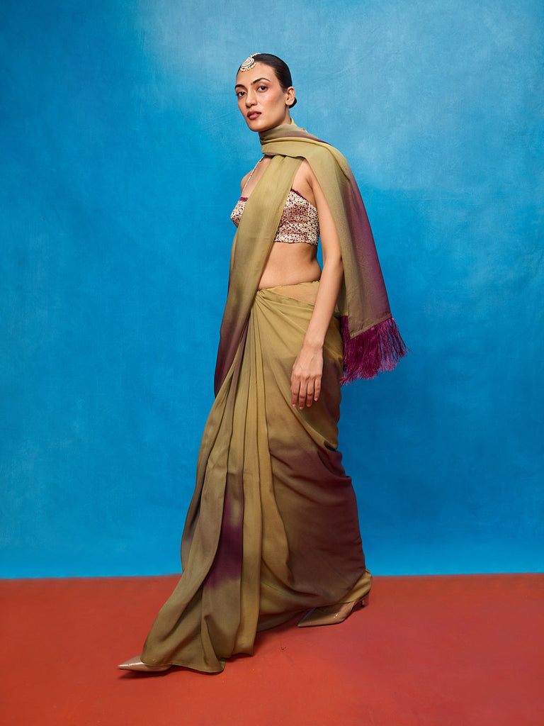Multicolour Chiffon Digital Print Saree