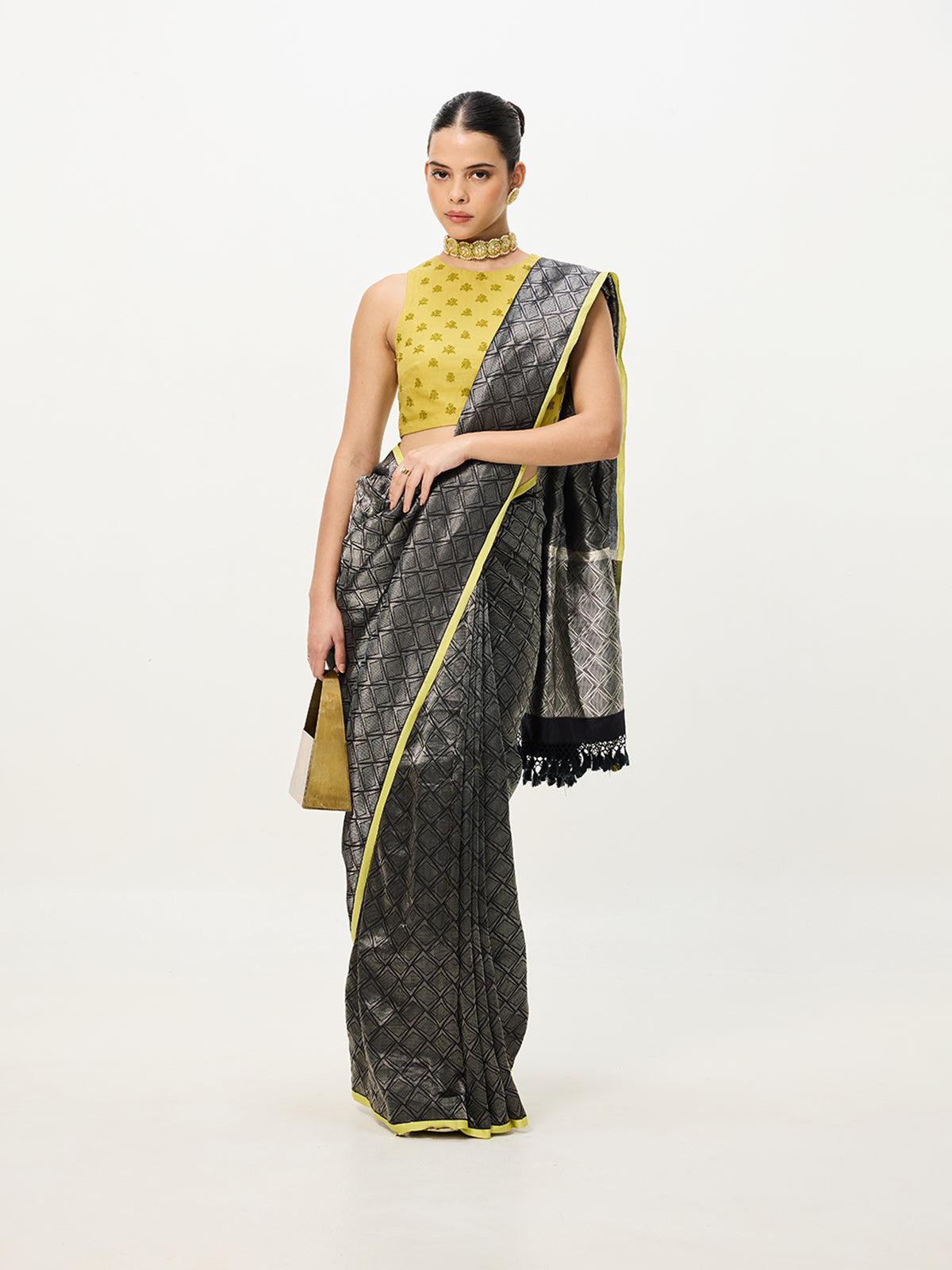 Handwoven Black Banarasi Emboss Saree
