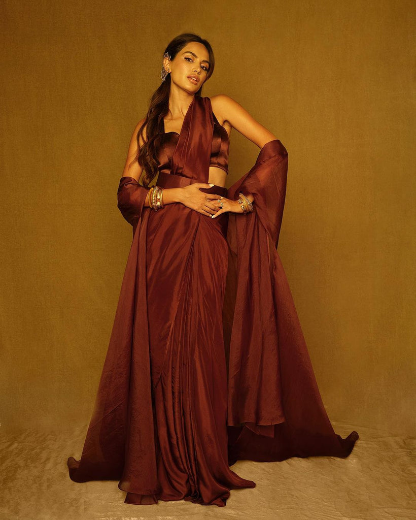 Diipa Khosla In Handwoven Brown Silk Saree