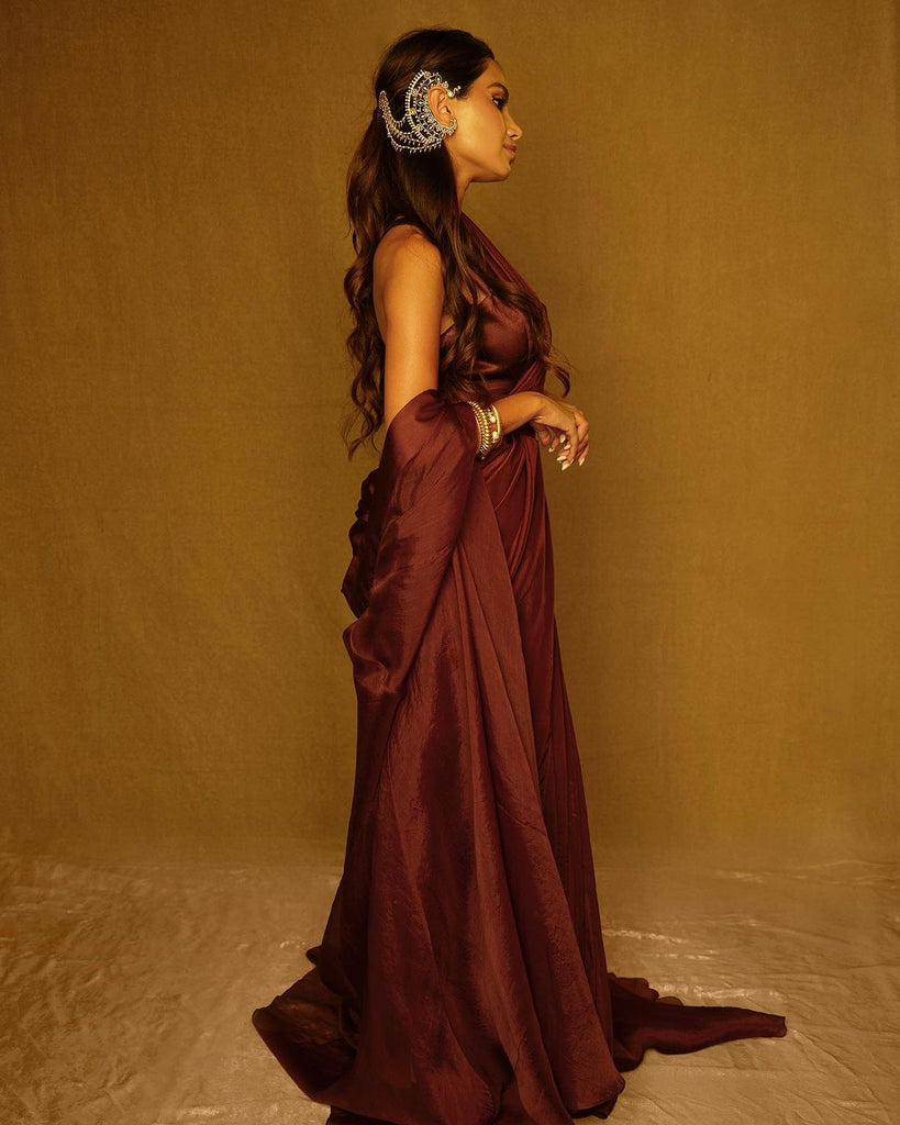 Diipa Khosla In Handwoven Brown Silk Saree