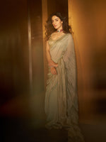 Pratibha Ranta In Handwoven Jade Green Tissue Saree