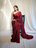 Handwoven Burgundy Rouge Silk Saree