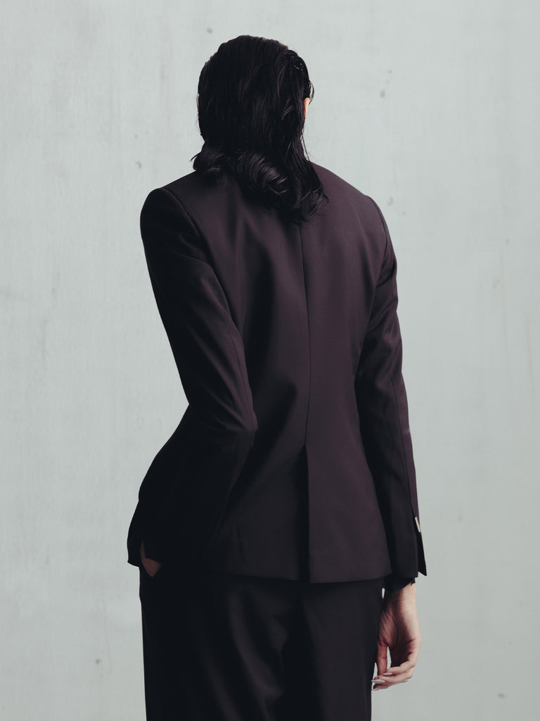 SEAL BROWN CUT OUT LAPEL BLAZER