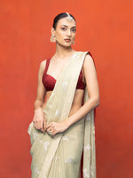 Handwoven Pistachio Green Chiffon Banarasi Saree