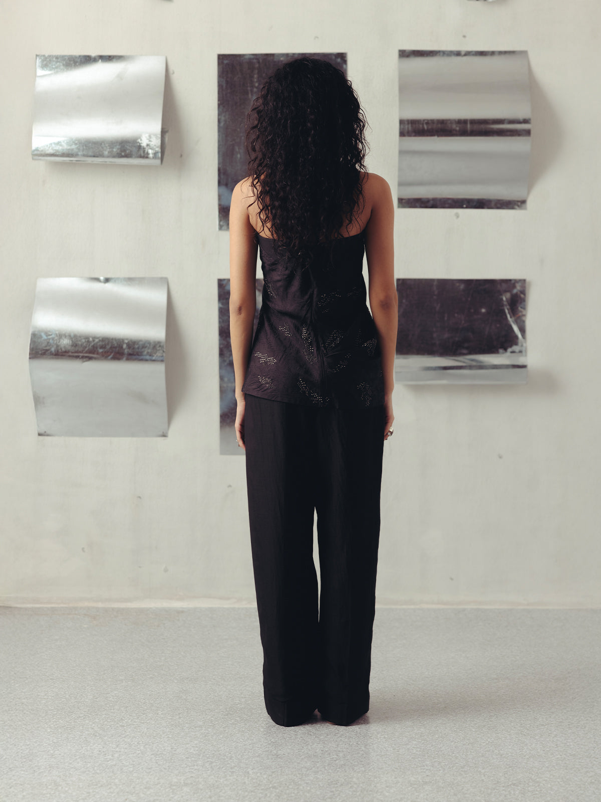 BLACK IRIS EMBROIRED CORSET & PANTS