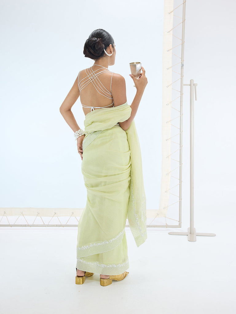 The Stella Saree In Pistachio