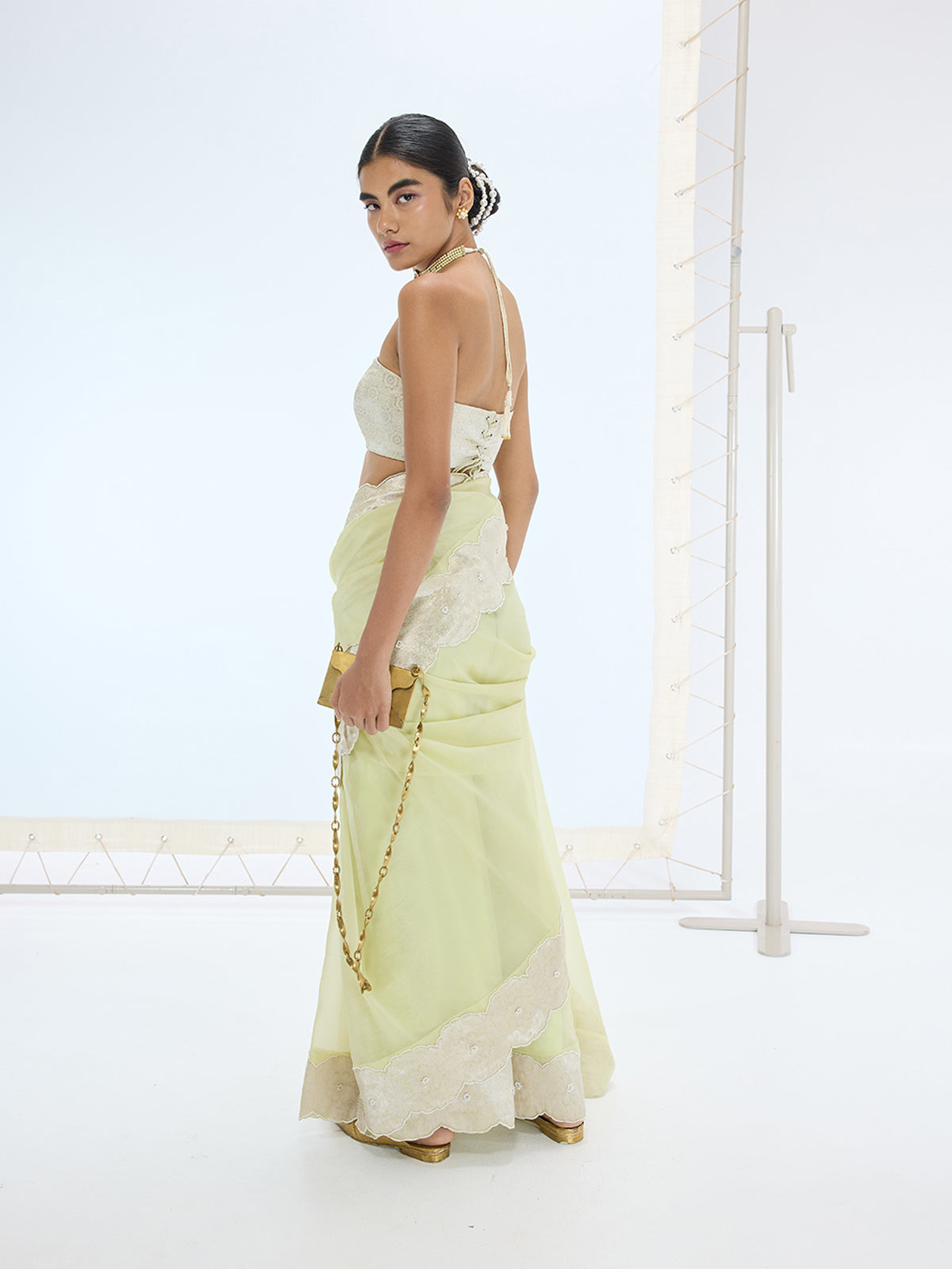 The Jane Saree In Pistachio