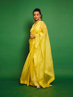 Handwoven Lemon Yellow Organza Saree
