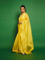 Handwoven Lemon Yellow Organza Saree