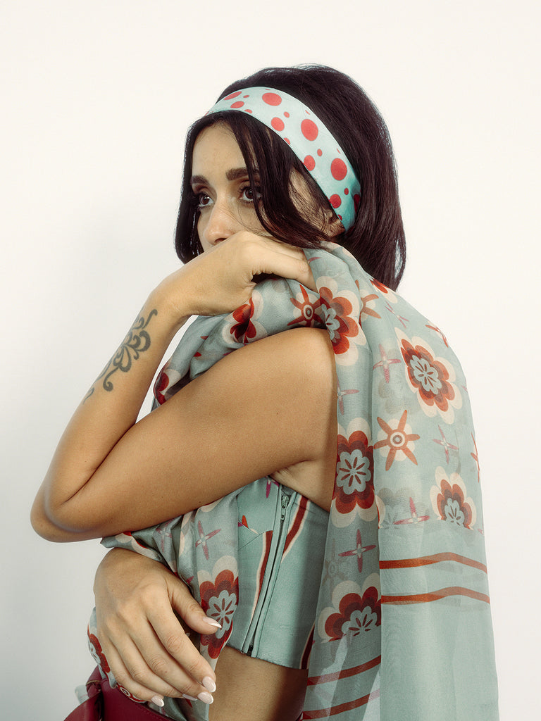 Teal Twiggy Bloom Saree