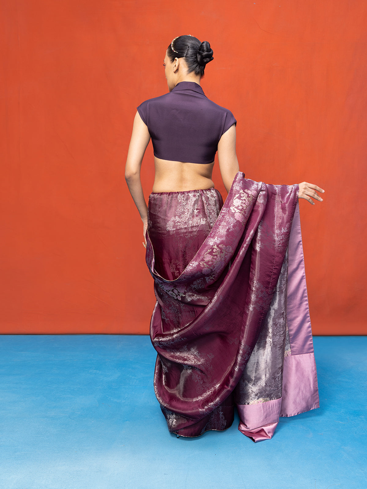 Handwoven Deep Merlot Satin Banarasi Saree