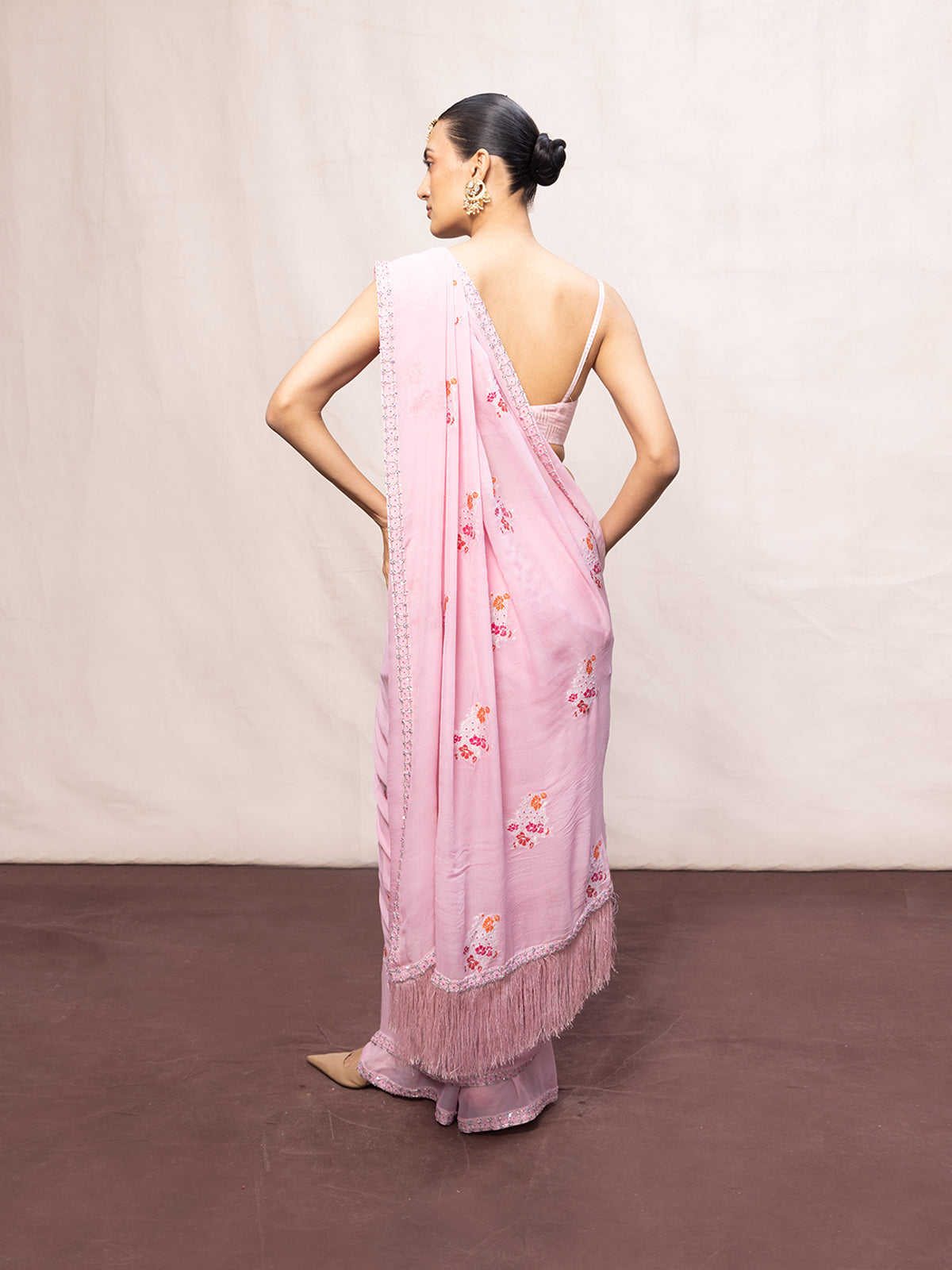 Handwoven Pink Chiffon Banarasi Saree