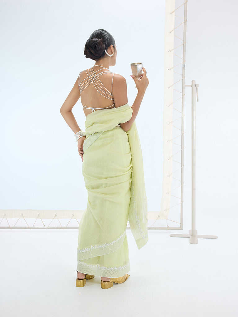 The Stella Saree In Pistachio