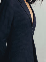 GRAY CONTOURS PINSTRIPE HOURGLASS BLAZER