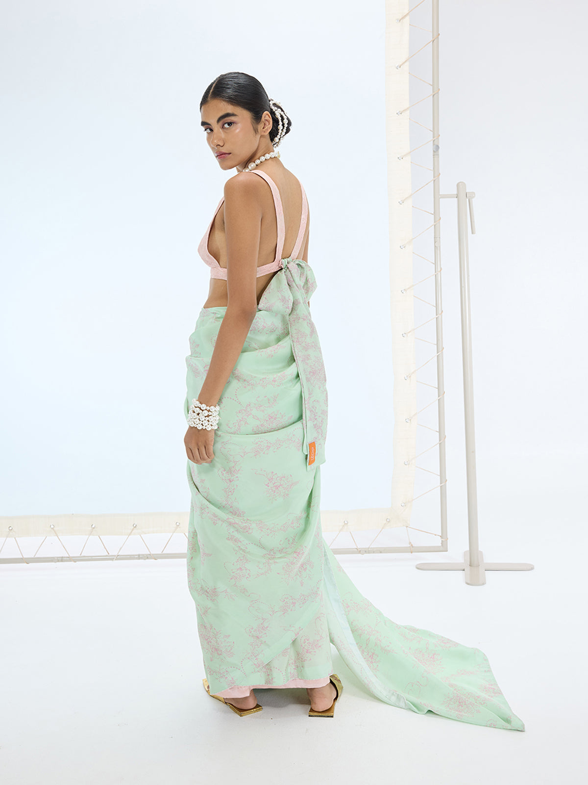 The Ruby Saree In Pistachio