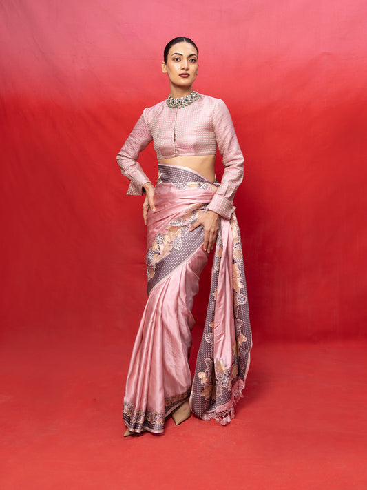 Handwoven Pink Silk Banarasi Saree