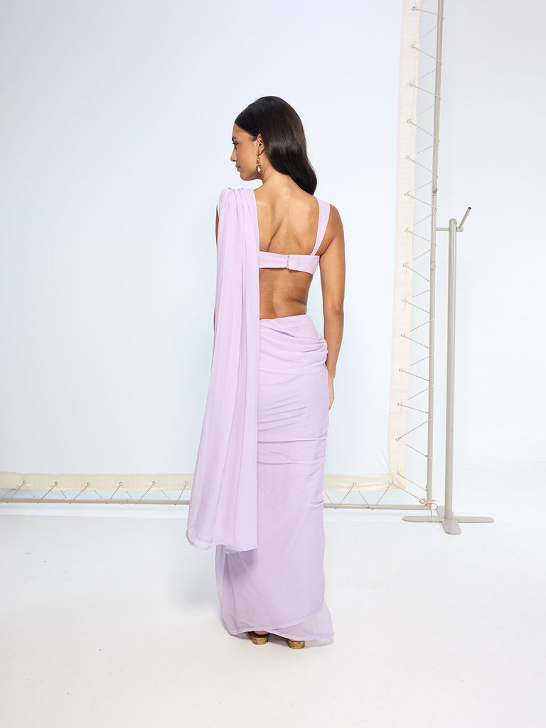 Lilac Movable Brooch Saree