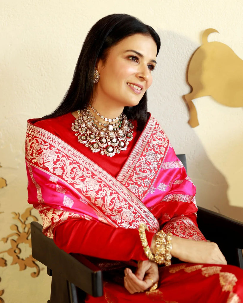Divya Kapoor Gurwara In Handwoven Red Silk Lehenga