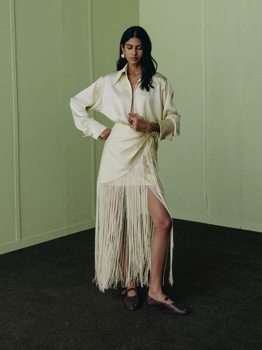 KEY LIME FRINGE SKIRT