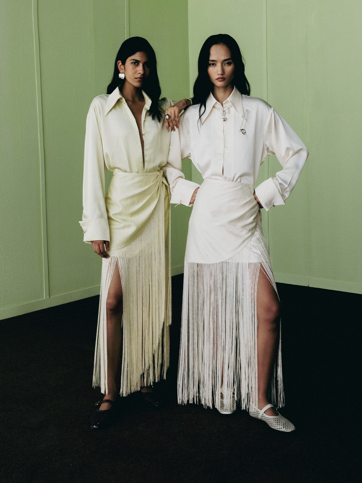KEY LIME FRINGE SKIRT
