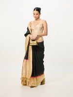 Handwoven Dark Olive & Beige Bandhani Saree