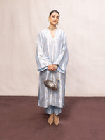 Handwoven Ice Blue Silk Banarasi Kurta Set