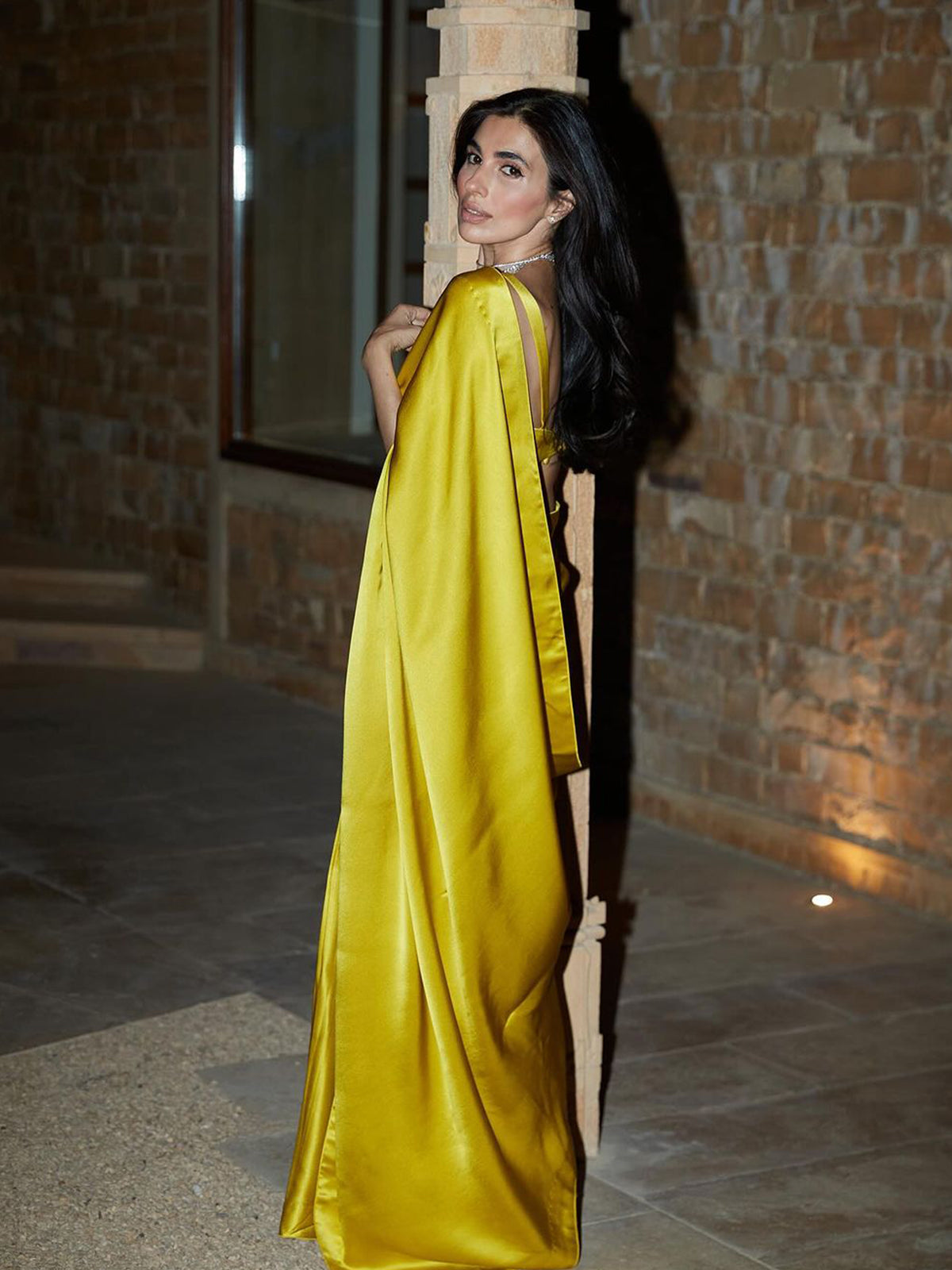 Nayanthara in Handwoven Citrine Yellow Silk Saree