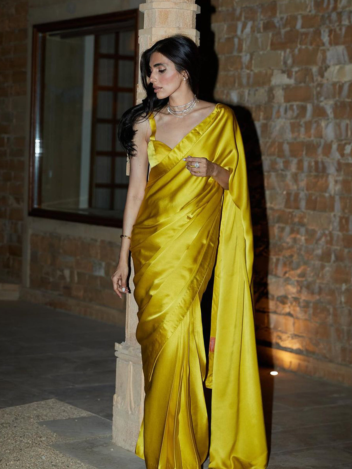 Nayanthara in Handwoven Citrine Yellow Silk Saree