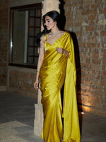 Nayanthara in Handwoven Citrine Yellow Silk Saree