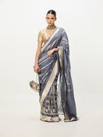 Handwoven Grey & Gold Cutwork Banarasi Saree