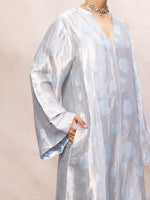 Handwoven Ice Blue Silk Banarasi Kurta Set