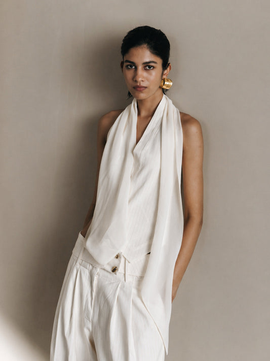 PINSTRIPE SCARF WAISTCOAT