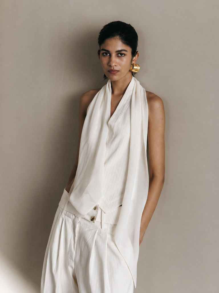 PINSTRIPE SCARF WAISTCOAT