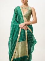 Handwoven Dark Green Cutwork Banarasi Saree