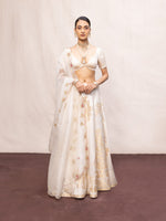 Handwoven Off-White Satin Lehenga Set