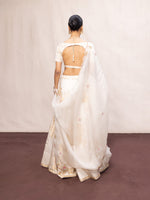 Handwoven Off-White Satin Lehenga Set