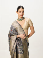 Handwoven Grey Cutwork Banarasi Saree