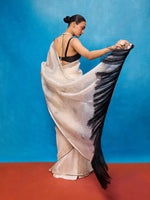 Handwoven Off-white Kora Banarasi Saree