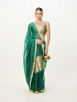 Handwoven Dark Green Cutwork Banarasi Saree