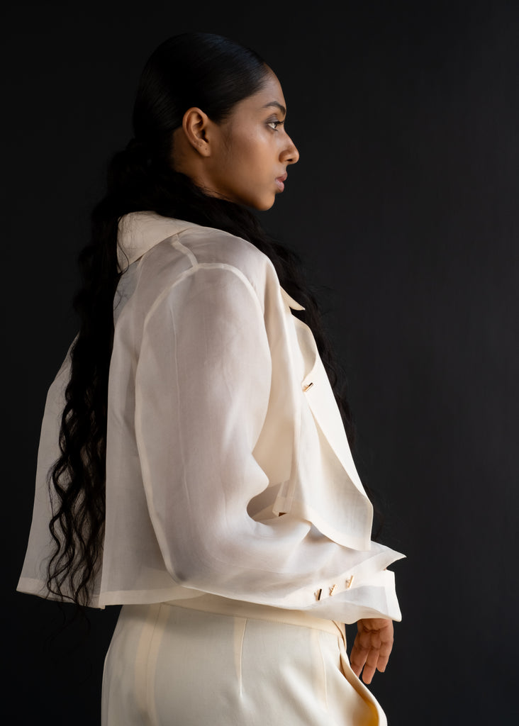 BUTTER CREAM ORGANZA SHIRT & PANTS