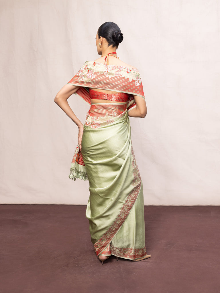 Handwoven Pistachio Green Silk Banarasi Saree
